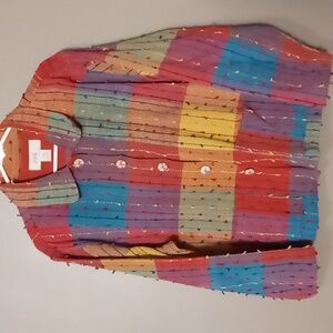 Multicolor Patchwork Button-Front Jacket